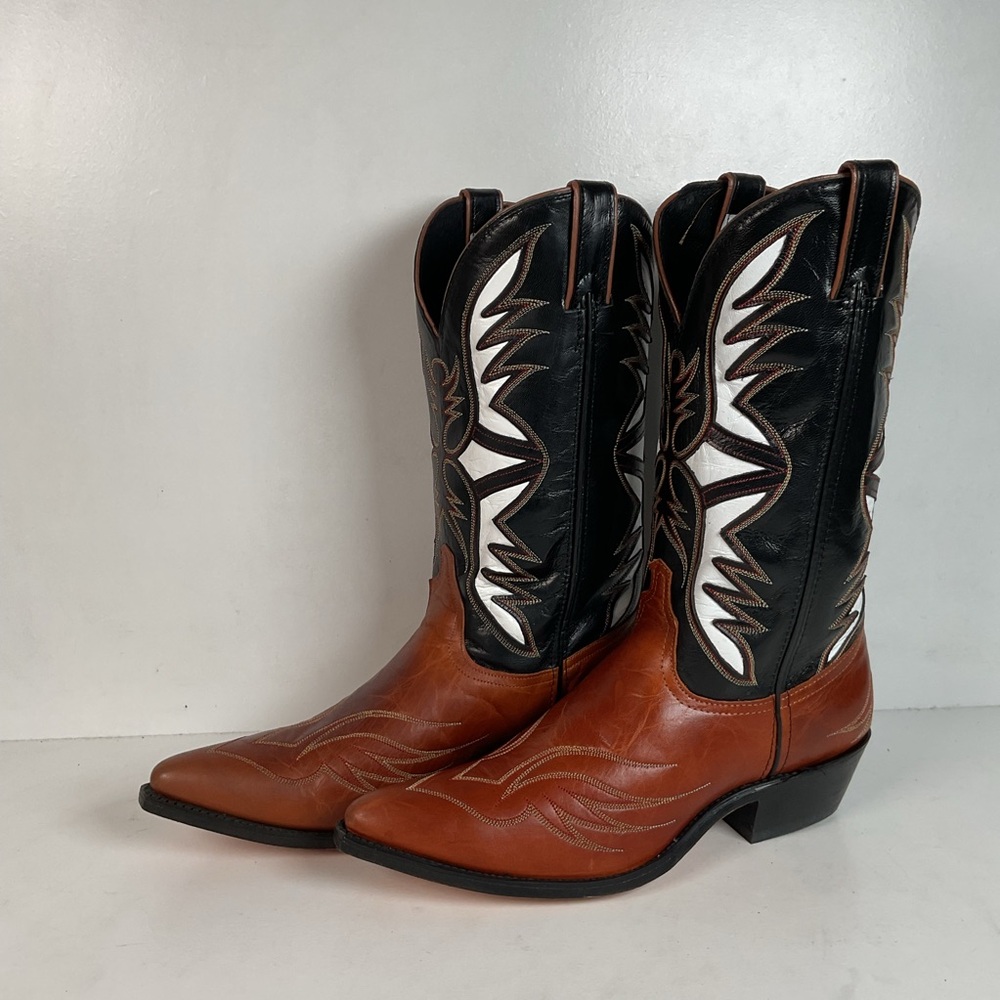 Dan Post For Code West Tooled Cowboy Boots Men’s 10 USA Made Inlays